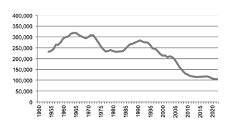 Wool production since 1950